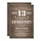 Rustic 13th Birthday Invitation Vintage Retro