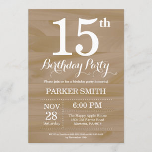 Rustic 15th Birthday Invitation