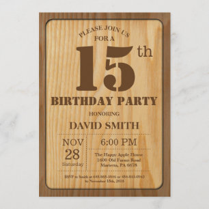 Rustic 15th Birthday Invitation Vintage Wood