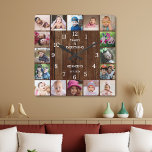 Rustic 16 Photo Collage Family Quote Pallet Wood  Square Wall Clock<br><div class="desc">Create your own photo collage wall clock with 16 of your favourite pictures. The photo frame clock helps you treasure your special moments and also makes a thoughtful gift for parents, grandparents and friends. The personalised family clock makes it a perfect gift for all occasions. Personalise with family name and...</div>