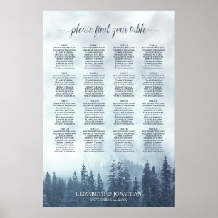 Rustic 16 Table Blue Forest Wedding Seating Chart
