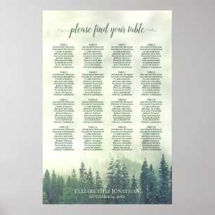 Rustic 16 Table Green Forest Wedding Seating Chart