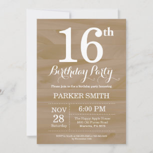 Rustic 16th Birthday Invitation