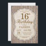 Rustic 16th Birthday Invitation Wood<br><div class="desc">Rustic 16th Birthday Invitation Wood Background. Adult Birthday Party. Man Birthday Bash Invite. 13th 16th 18th 20th 21st 30th 40th 50th 60th 70th 80th 90th 100th,  Any age. For further customisation,  please click the "Customise it" button and use our design tool to modify this template.</div>