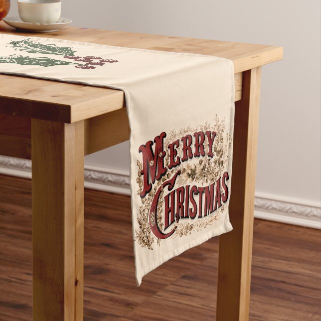 Rustic 1876 Merry Christmas Long Table Runner (In Situ)