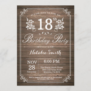 Rustic 18th Birthday Invitation Floral