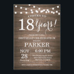 Rustic 18th Birthday Invitation Wood<br><div class="desc">Rustic 18th Birthday Invitation Wood Background with String Lights. 13th 15th 16th 18th 20th 21st 30th 40th 50th 60th 70th 80th 90th 100th, Any age. Adult Birthday. Woman or Man Male Birthday Party. For further customisation, please click the "Customise it" button and use our design tool to modify this template....</div>