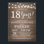 Rustic 18th Birthday Invitation Wood<br><div class="desc">Rustic 18th Birthday Invitation Wood Background with String Lights. 13th 15th 16th 18th 20th 21st 30th 40th 50th 60th 70th 80th 90th 100th, Any age. Adult Birthday. Woman or Man Male Birthday Party. For further customisation, please click the "Customise it" button and use our design tool to modify this template....</div>