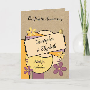 Rustic 1st Anniversary made for each other purple Card
