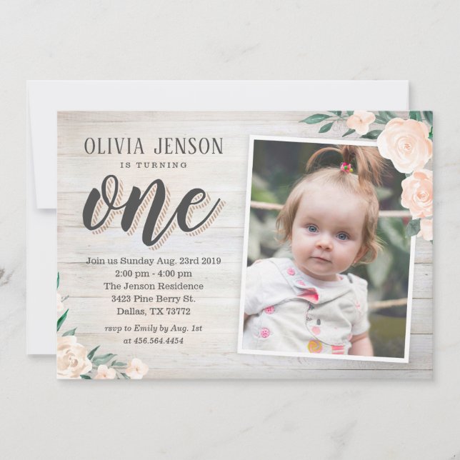 Rustic 1st Birthday Invitations (Front)