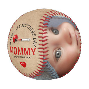 Rustic 1st Mother's Day 2 Photo Gift Baseball