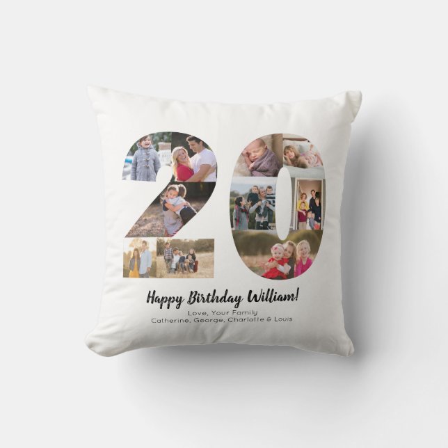 Rustic 20 Number Photo Collage Custom Greeting Cushion (Front)