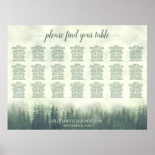 Rustic 21 Table Green Pines Wedding Seating Chart