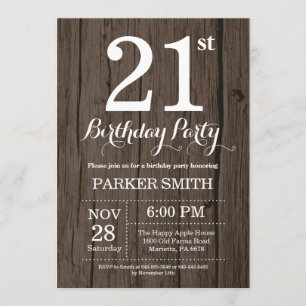 Rustic 21st Birthday Invitation