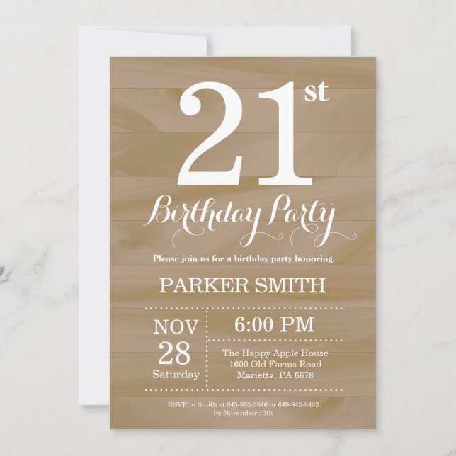 Rustic 21st Birthday Invitation (Front)
