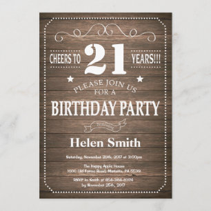 Rustic 21st Birthday Invitation Vintage Retro