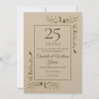 Rustic 25th Silver Wedding Anniversary Greenery