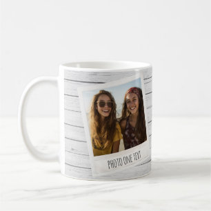 Rustic 2 Photo Frames - White Shiplap Wood Print Coffee Mug