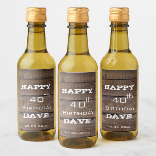 Rustic 30th 40th 50th Happy Birthday Party Mini Wine Label