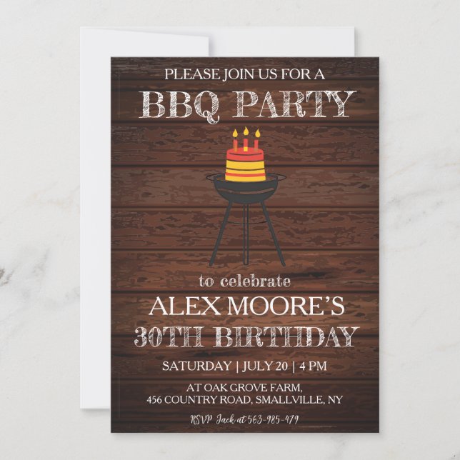 Rustic 30th birthday bbq invitations (Front)