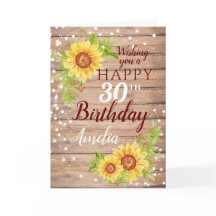 Rustic 30th Birthday Floral Sunflower