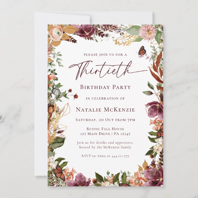 Rustic 30th Birthday Party Invitation (Front)