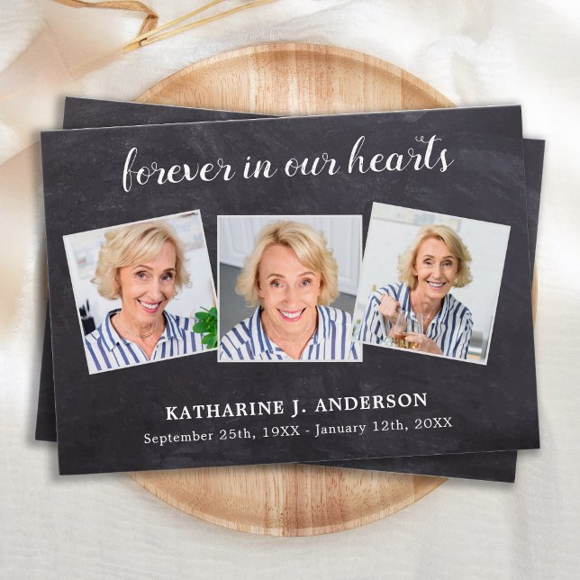 Rustic 3 Photo Memorial Funeral Prayer Card (Creator Uploaded)