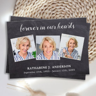 Rustic 3 Photo Sympathy Memorial Prayer Card