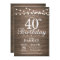 Rustic 40th Birthday Invitation String Lights Wood