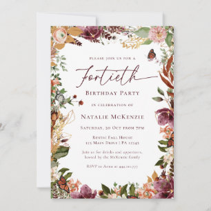 Rustic 40th Birthday Party Invitation