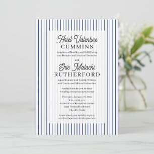 Rustic 4 Sets of Parents Blue Pinstripe Invitation