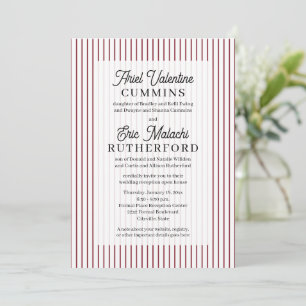 Rustic 4 Sets of Parents Red Pinstripe Invitation
