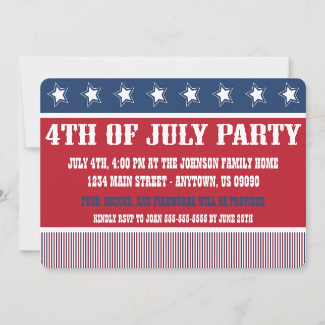 Rustic 4th Of July Party Invitations (Front)