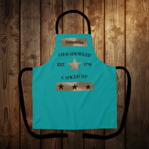Rustic 4th of July Unique Copper and Turquoise Apron