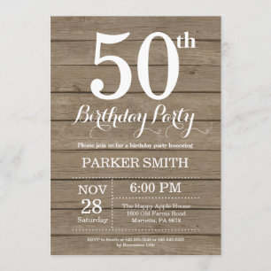 Rustic 50th Birthday Invitation