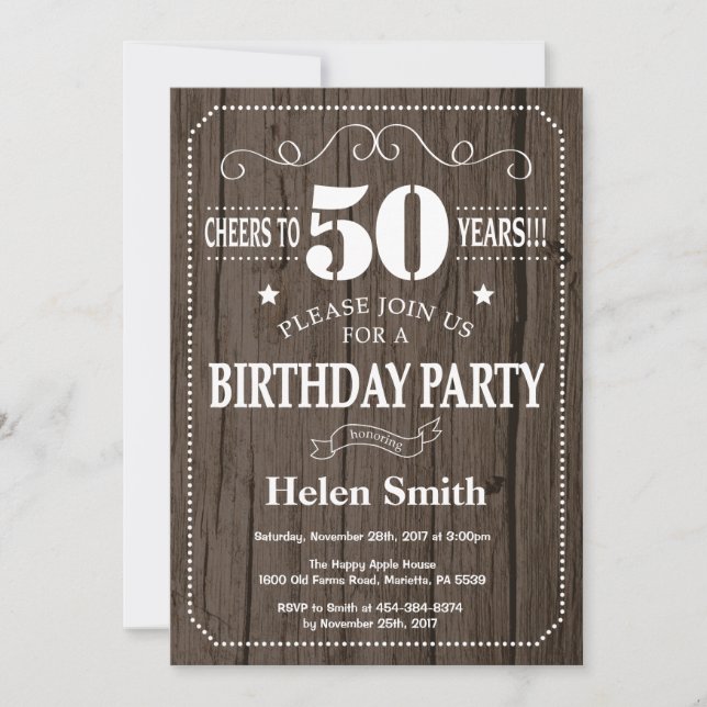 Rustic 50th Birthday Invitation (Front)