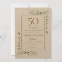 Rustic 50th Golden Wedding Anniversary Greenery
