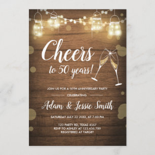 Rustic 50th Wedding Anniversay Invitation Lights