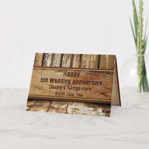 Rustic, 5th Wedding Anniversary Card for Husband