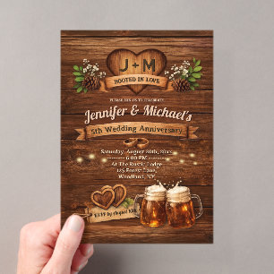 Rustic 5th Wood Wedding Anniversary We Still Do Acrylic Invitations