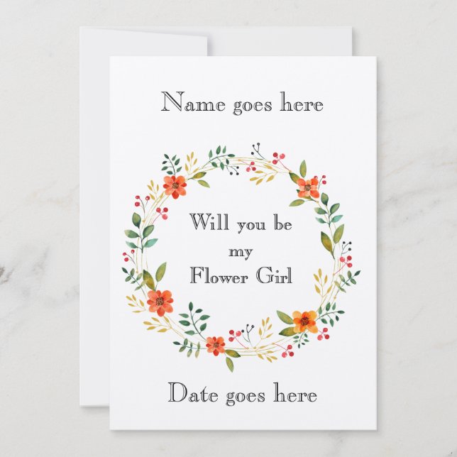 Rustic 5x7 Will you be my flower girl invitation (Front)