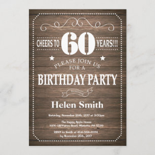 Rustic 60th Birthday Invitation