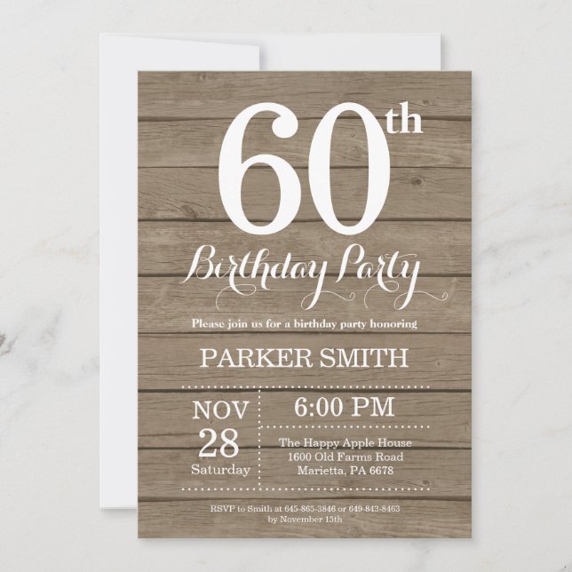 Rustic 60th Birthday Invitation (Front)