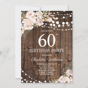 Rustic 60th Birthday Party Invitation