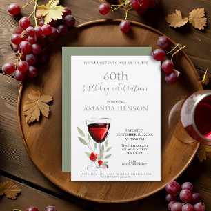 Rustic 60th Birthday Red Wine Surprise Party Kraft Invitation