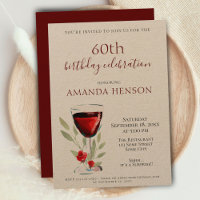 Rustic 60th Birthday Red Wine Surprise Party Kraft