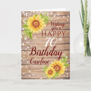 Rustic 70th Birthday Floral Sunflower Card