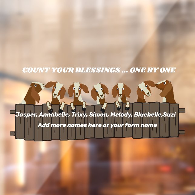 Rustic 7 Goats on Fence Count Your Blessings  Window Cling (Sheet 2)