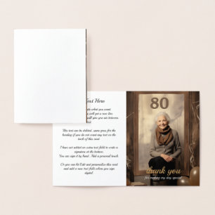 Rustic 80th Birthday 1 photo holder Foil Card
