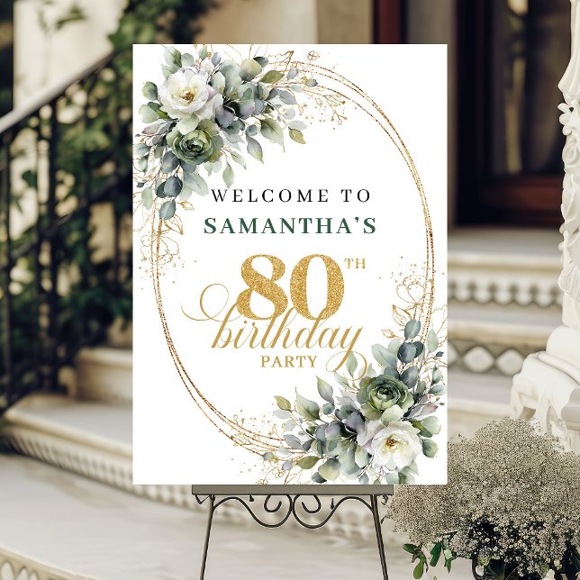 Rustic 80th Dusty Green Botanical Welcome Poster (Rustic 80th Dusty Green Botanical Welcome Poster)